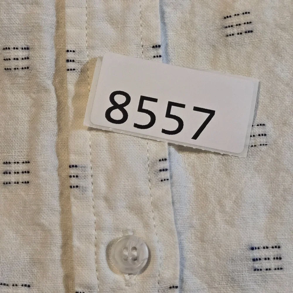 Banana Republic Shirt Mens XL Minimalist Linen Cotton Slim Fit Geometric Ivory